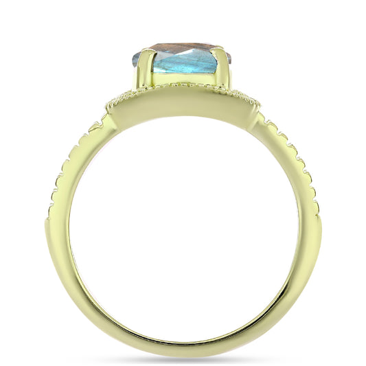 Inel din Argint 925 Placat cu Aur ( 4.49 grame ) cu Labradorit 2.2 Carate