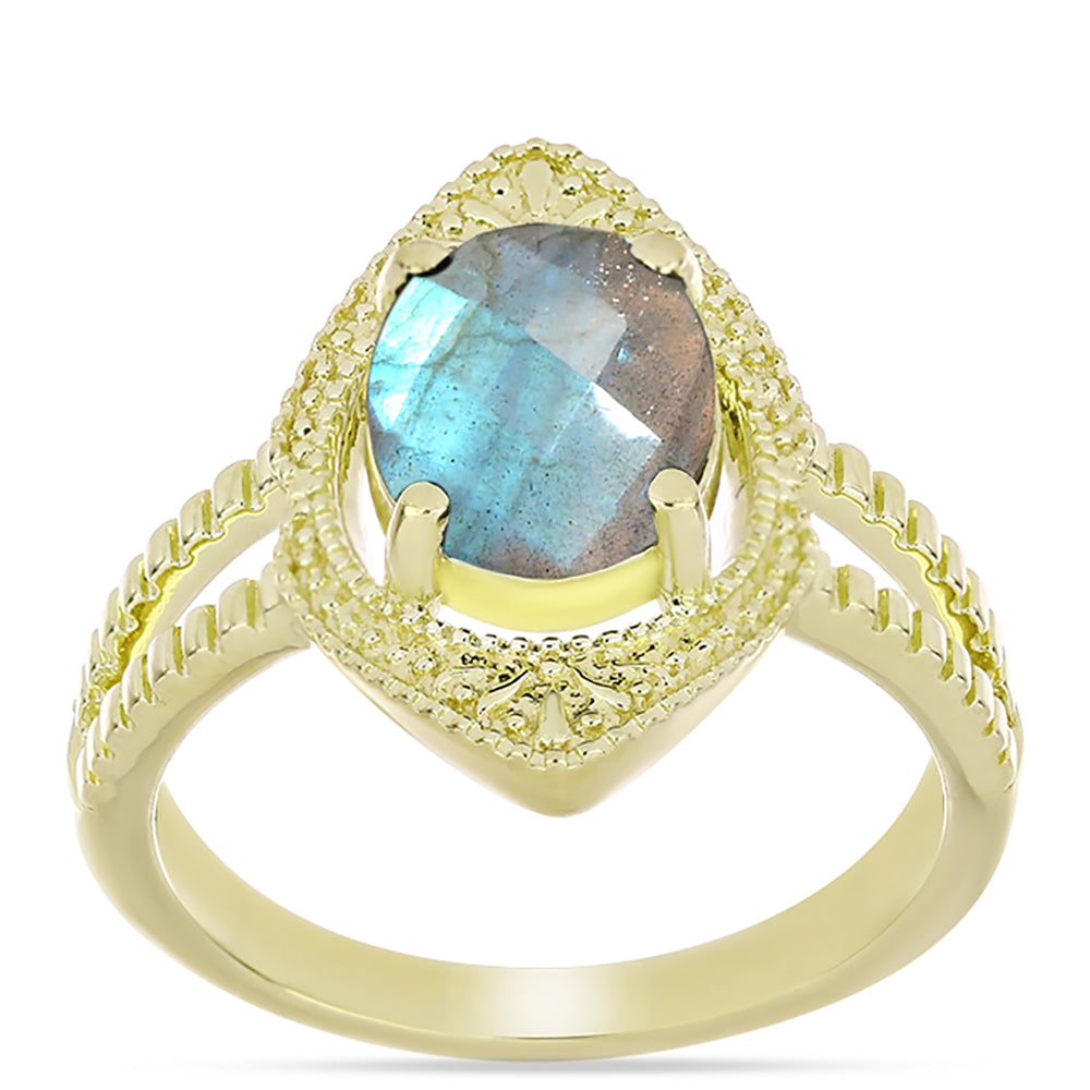 Inel din Argint 925 Placat cu Aur ( 4.49 grame ) cu Labradorit 2.2 Carate 3 