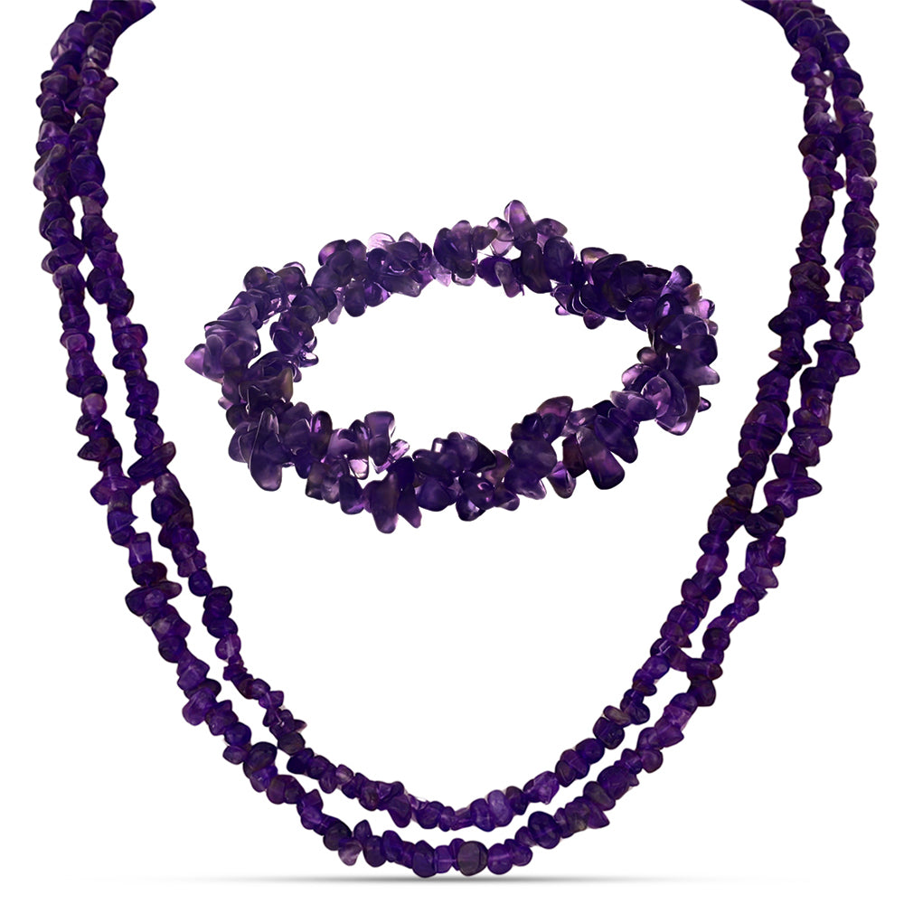 Set din Pepită ( 74.97 grame ) cu Agat Violet 374.83 Carate ( Colier+Brățară )