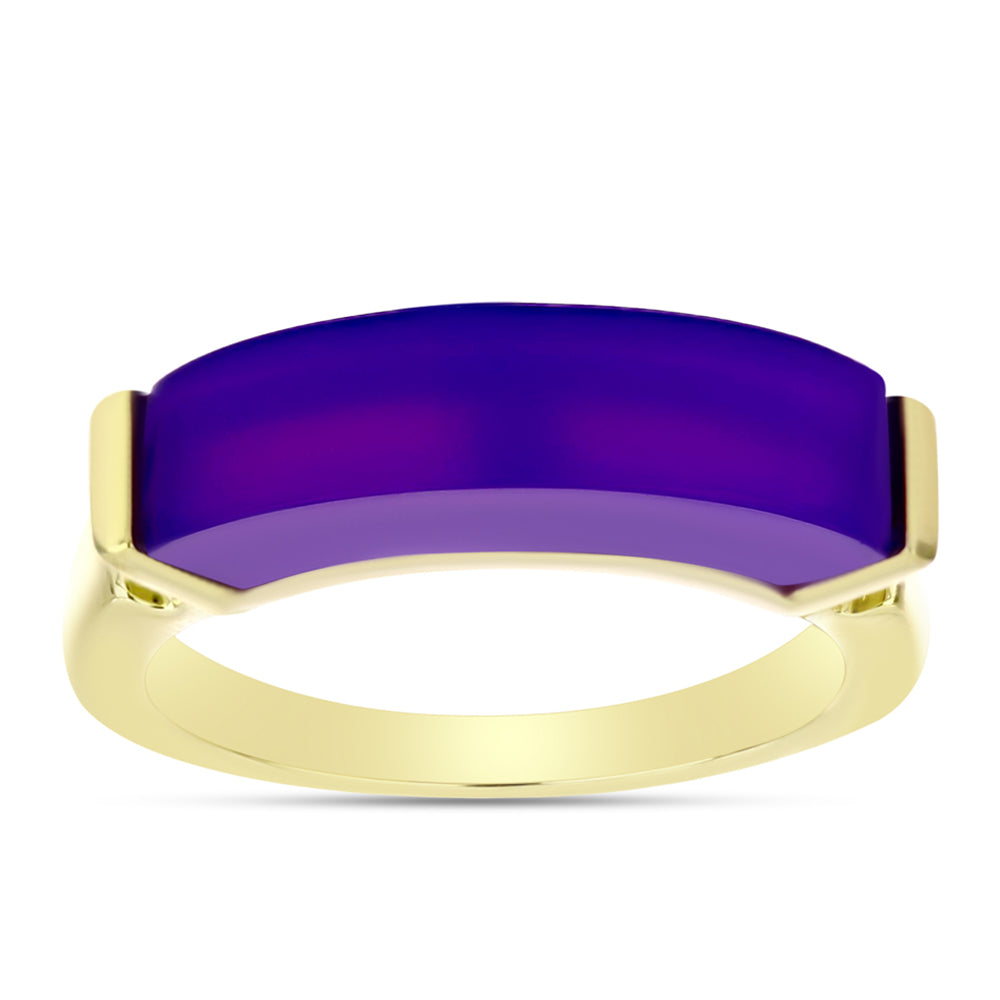 Inel din Argint 925 Placat cu Aur ( 3.71 grame ) cu Agat Violet 6.14 Carate