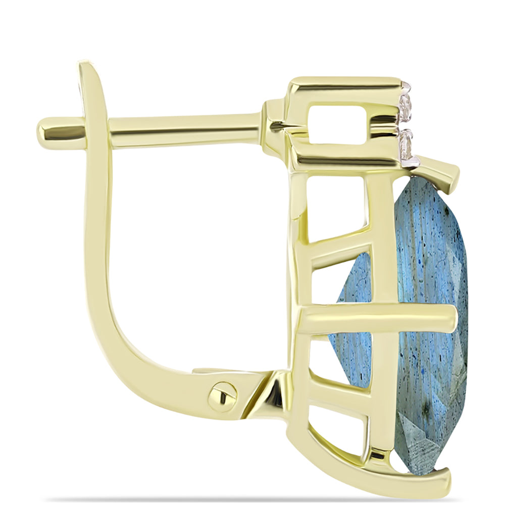 Cercei din Argint 925 Placat cu Aur ( 4.44 grame ) cu Labradorit și Topaz Alb 11.1 Carate