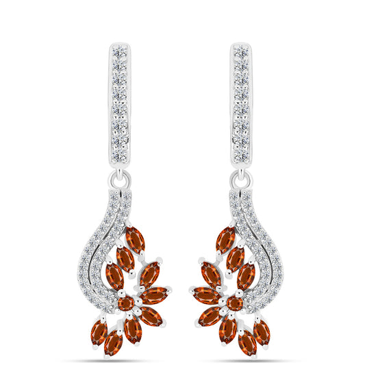 Cercei din Argint 925 ( 5.56 grame ) cu Citrin Madeira și Topaz Alb 2.45 Carate