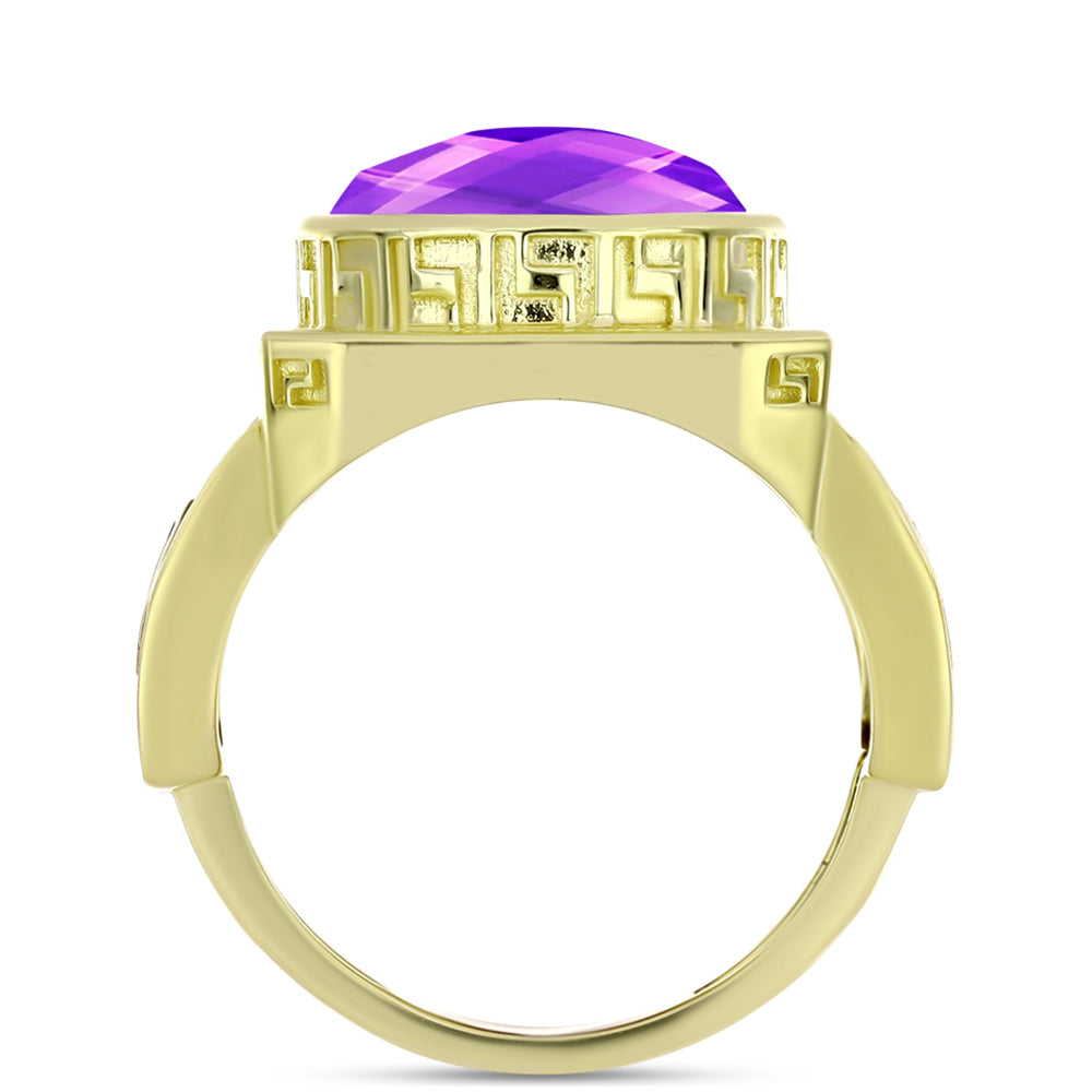 Inel din Argint 925 Placat cu Aur ( 7.75 grame ) cu Agat Violet 8.76 Carate 2 
