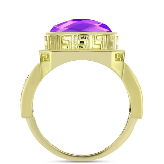 Inel din Argint 925 Placat cu Aur ( 7.75 grame ) cu Agat Violet 8.76 Carate