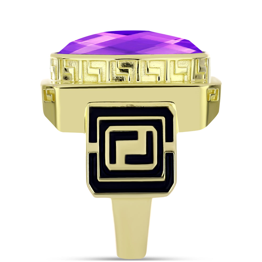Inel din Argint 925 Placat cu Aur ( 7.75 grame ) cu Agat Violet 8.76 Carate 4 