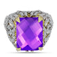 Inel din Argint 925 Placat cu Aur ( 7.11 grame ) cu Agat Violet și Topaz Alb 11.53 Carate