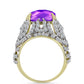 Inel din Argint 925 Placat cu Aur ( 7.11 grame ) cu Agat Violet și Topaz Alb 11.53 Carate