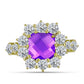 Inel din Argint 925 Placat cu Aur ( 4.28 grame ) cu Agat Violet și Topaz Alb 7.94 Carate