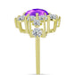 Inel din Argint 925 Placat cu Aur ( 4.28 grame ) cu Agat Violet și Topaz Alb 7.94 Carate