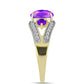 Inel din Argint 925 Placat cu Aur ( 3.42 grame ) cu Agat Violet și Topaz Alb 1.63 Carate