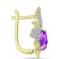 Cercei din Argint 925 Placat cu Aur ( 5.32 grame ) cu Agat Violet și Topaz Alb 3.04 Carate