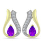 Cercei din Argint 925 Placat cu Aur ( 3.95 grame ) cu Agat Violet și Topaz Alb 1.01 Carate