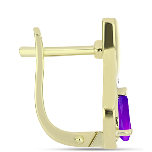 Cercei din Argint 925 Placat cu Aur ( 3.95 grame ) cu Agat Violet și Topaz Alb 1.01 Carate