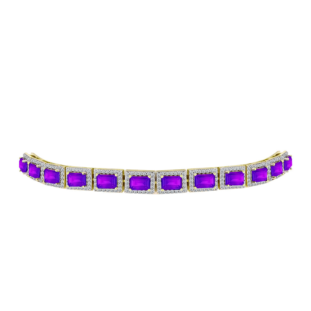 Brățară din Argint 925 Placat cu Aur ( 11.95 grame ) cu Agat Violet și Topaz Alb 8.66 Carate 2 