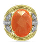 Inel din Argint 925 Placat cu Aur ( 7.53 grame ) cu Piatra Soarelui Oregon și Topaz Alb 11.03 Carate