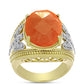 Inel din Argint 925 Placat cu Aur ( 7.53 grame ) cu Piatra Soarelui Oregon și Topaz Alb 11.03 Carate