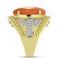 Inel din Argint 925 Placat cu Aur ( 7.53 grame ) cu Piatra Soarelui Oregon și Topaz Alb 11.03 Carate