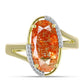 Inel din Argint 925 Placat cu Aur ( 4.13 grame ) cu Piatra Soarelui Oregon și Topaz Alb 3.68 Carate