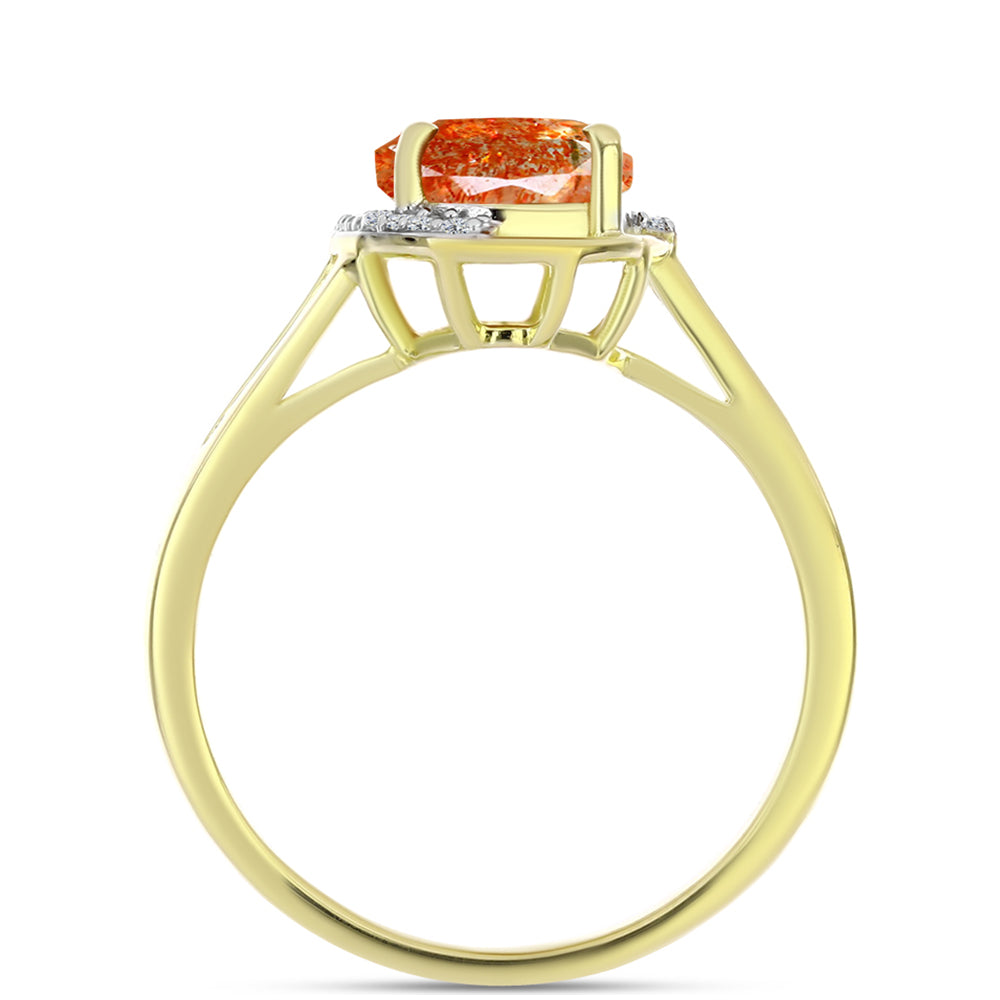 Inel din Argint 925 Placat cu Aur ( 4.13 grame ) cu Piatra Soarelui Oregon și Topaz Alb 3.68 Carate 2 