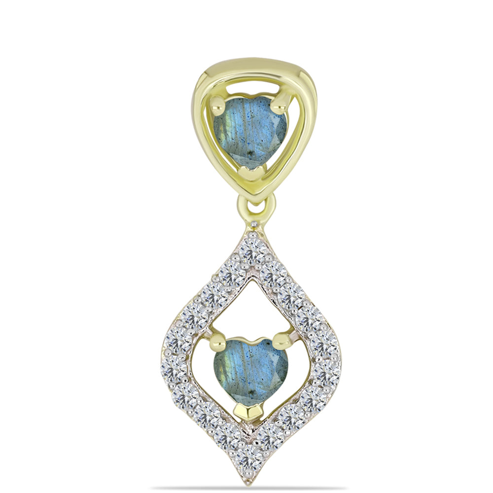 Pandantiv din Argint 925 Placat cu Aur ( 1.08 grame ) cu Labradorit și Topaz Alb 0.78 Carate