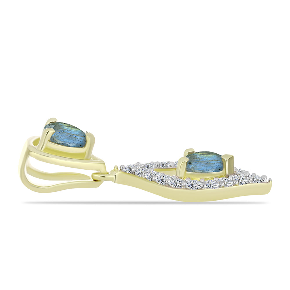 Pandantiv din Argint 925 Placat cu Aur ( 1.08 grame ) cu Labradorit și Topaz Alb 0.78 Carate 2 