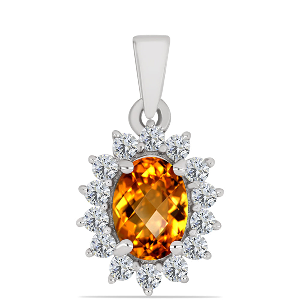 Pandantiv din Argint 925 ( 0.84 grame ) cu Citrin Madeira și Topaz Alb 1.05 Carate