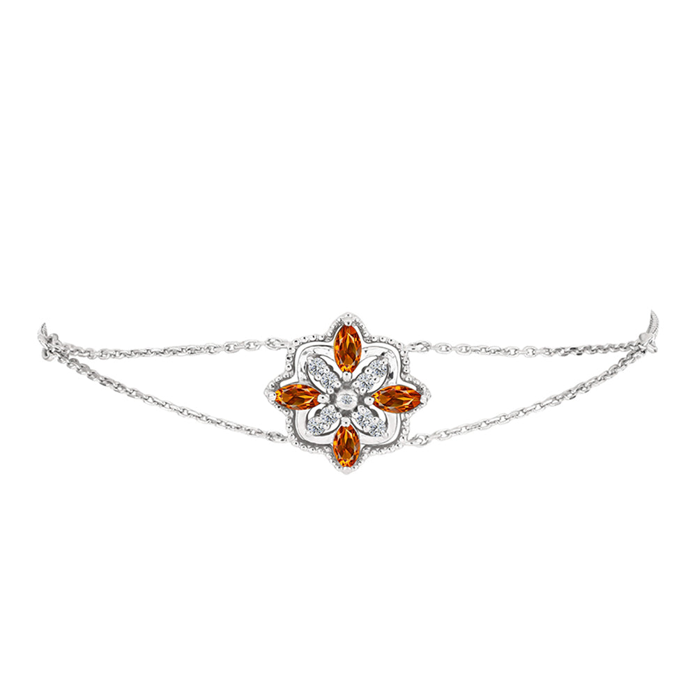 Brățară din Argint 925 ( 4.49 grame ) cu Citrin Madeira și Topaz Alb 1.11 Carate 2 