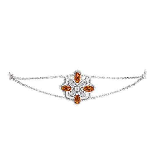 Brățară din Argint 925 ( 4.49 grame ) cu Citrin Madeira și Topaz Alb 1.11 Carate