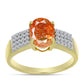 Inel din Argint 925 Placat cu Aur ( 2.84 grame ) cu Piatra Soarelui Oregon și Topaz Alb 1.82 Carate