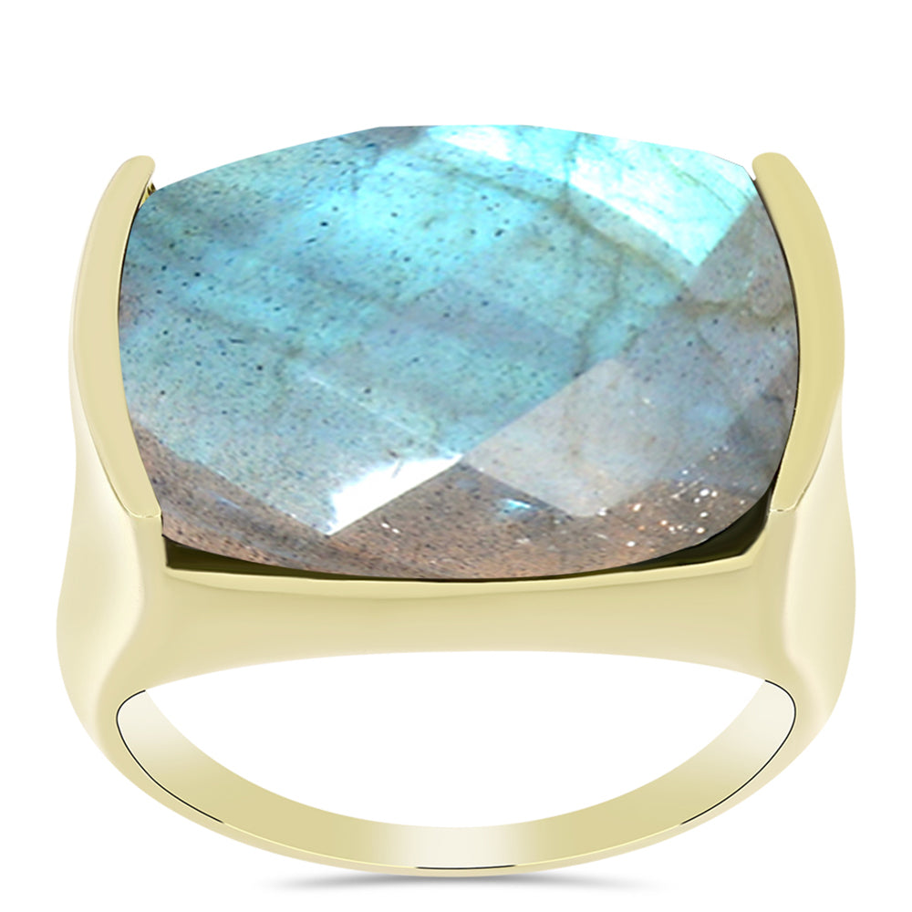 Inel din Argint 925 Placat cu Aur ( 5.96 grame ) cu Labradorit 12.24 Carate