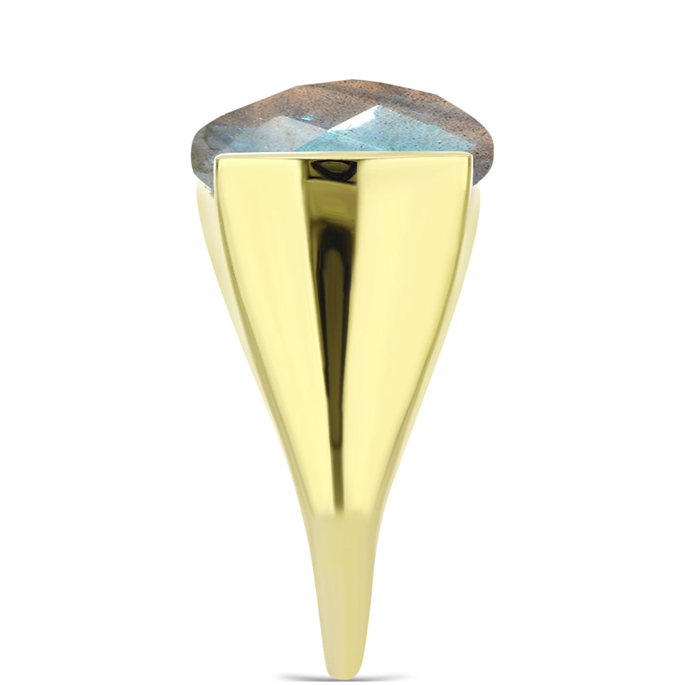 Inel din Argint 925 Placat cu Aur ( 5.96 grame ) cu Labradorit 12.24 Carate