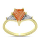 Inel din Argint 925 Placat cu Aur ( 2.58 grame ) cu Piatra Soarelui Oregon și Topaz Alb 1.38 Carate