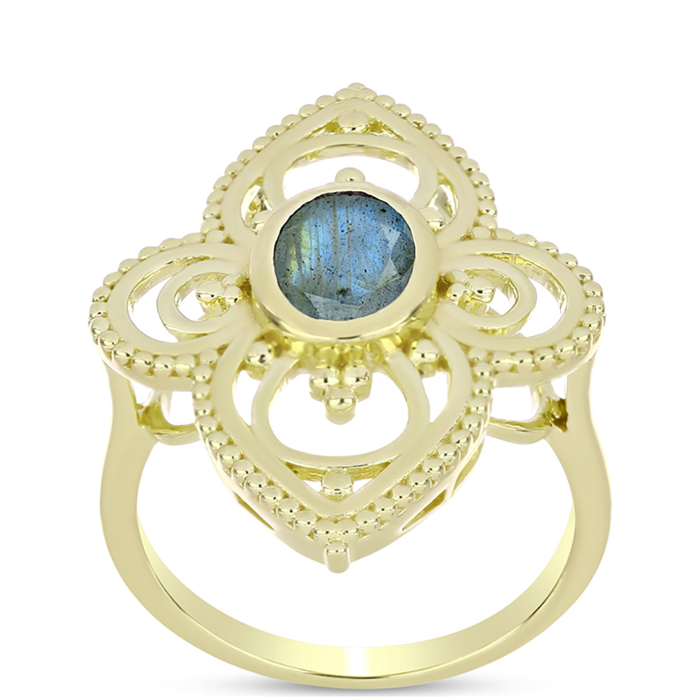 Inel din Argint 925 Placat cu Aur ( 5.02 grame ) cu Labradorit 1.15 Carate 3 