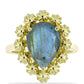 Inel din Argint 925 Placat cu Aur ( 4.73 grame ) cu Labradorit 4.15 Carate