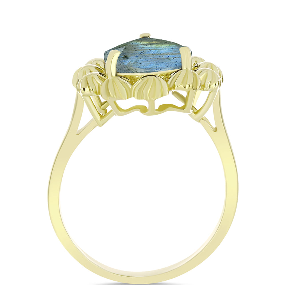 Inel din Argint 925 Placat cu Aur ( 4.73 grame ) cu Labradorit 4.15 Carate