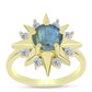 Inel din Argint 925 Placat cu Aur ( 4.08 grame ) cu Labradorit și Topaz Alb 1.57 Carate