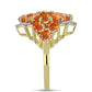 Inel din Argint 925 Placat cu Aur ( 4.89 grame ) cu Piatra Soarelui Oregon și Topaz Alb 5.76 Carate