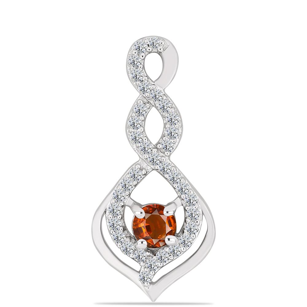Pandantiv din Argint 925 ( 1.6 grame ) cu Citrin Madeira și Topaz Alb 0.48 Carate