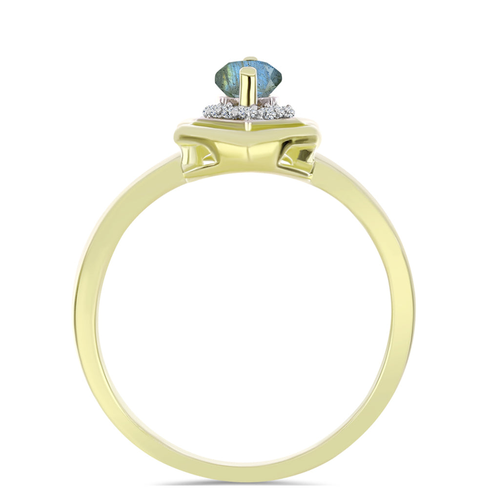 Inel din Argint 925 Placat cu Aur ( 2.65 grame ) cu Labradorit și Topaz Alb 0.64 Carate