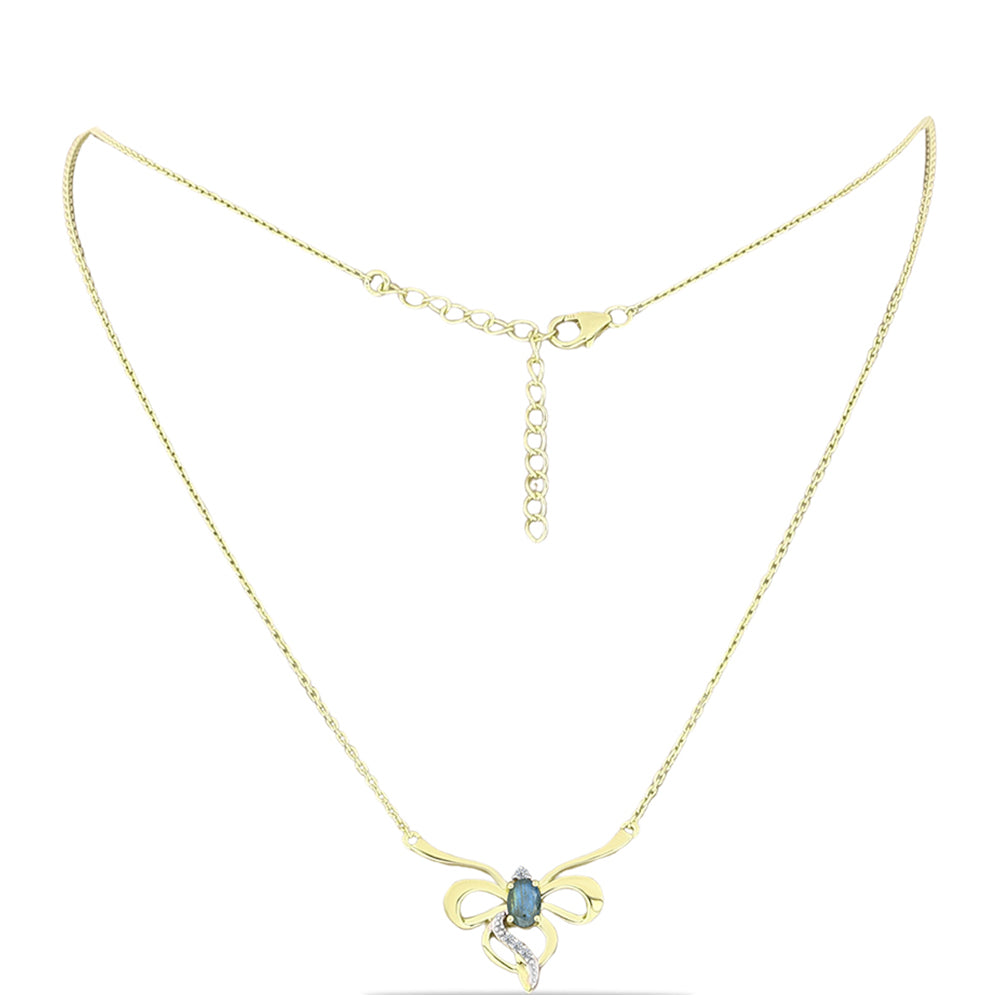 Colier din Argint 925 Placat cu Aur ( 4.14 grame ) cu Labradorit și Topaz Alb 0.47 Carate