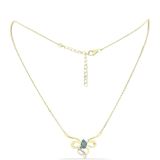 Colier din Argint 925 Placat cu Aur ( 4.14 grame ) cu Labradorit și Topaz Alb 0.47 Carate