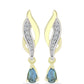 Cercei din Argint 925 Placat cu Aur ( 2.61 grame ) cu Labradorit și Topaz Alb 0.5 Carate