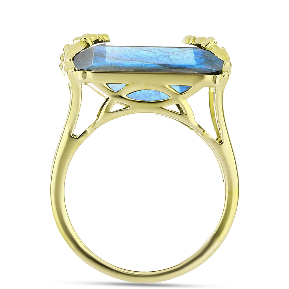 Inel din Argint 925 Placat cu Aur ( 4.13 grame ) cu Labradorit 9.13 Carate
