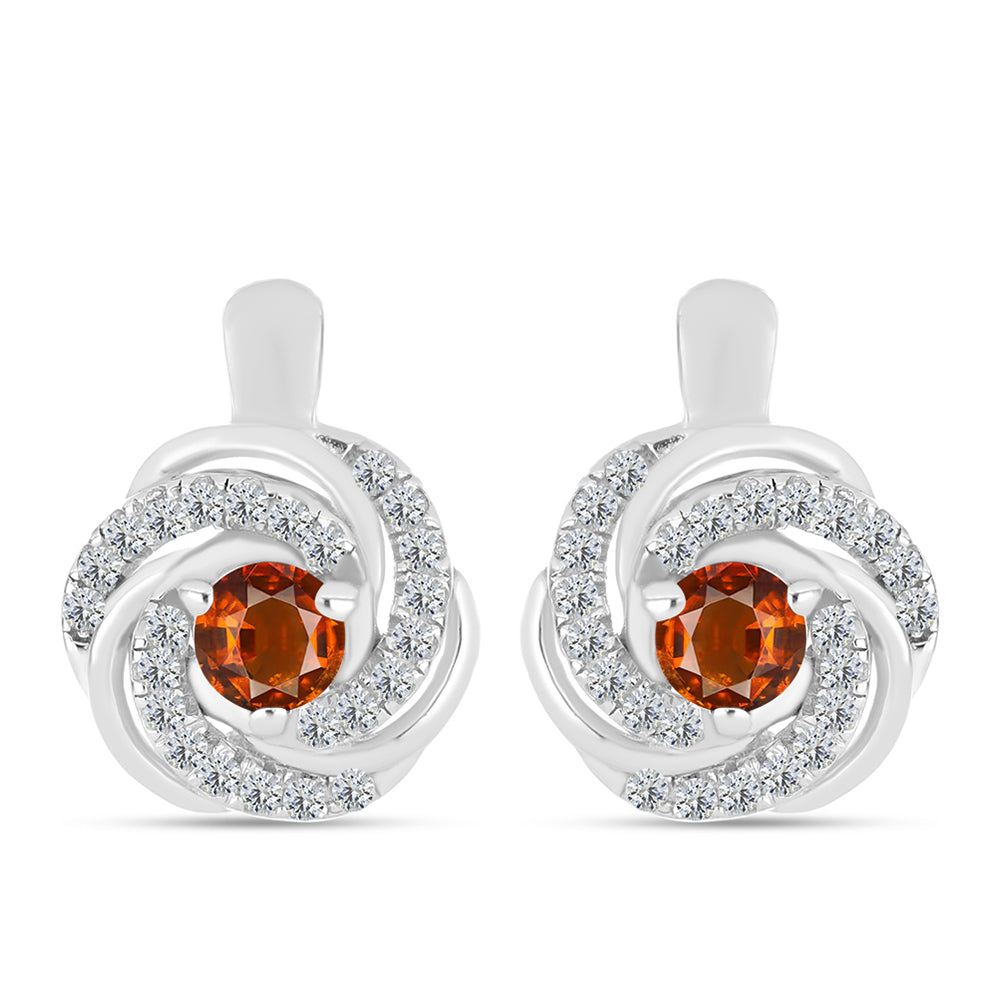 Cercei din Argint 925 ( 3.47 grame ) cu Citrin Madeira și Topaz Alb 0.82 Carate