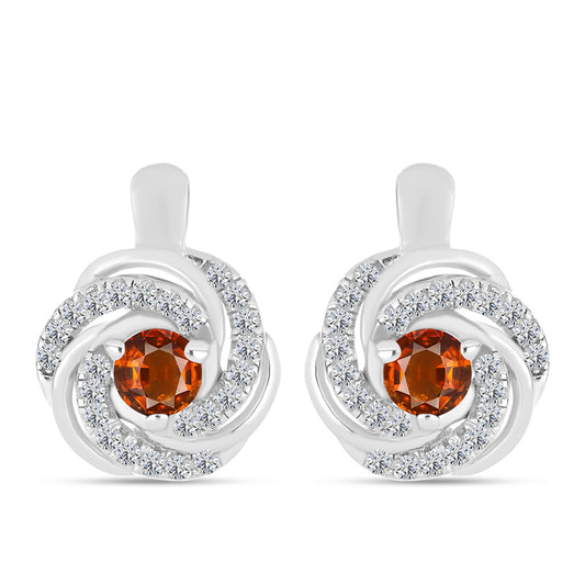 Cercei din Argint 925 ( 3.47 grame ) cu Citrin Madeira și Topaz Alb 0.82 Carate