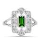 Inel din Argint 925 ( 4.2 grame ) cu Cromdiopsid și Topaz Alb 0.69 Carate