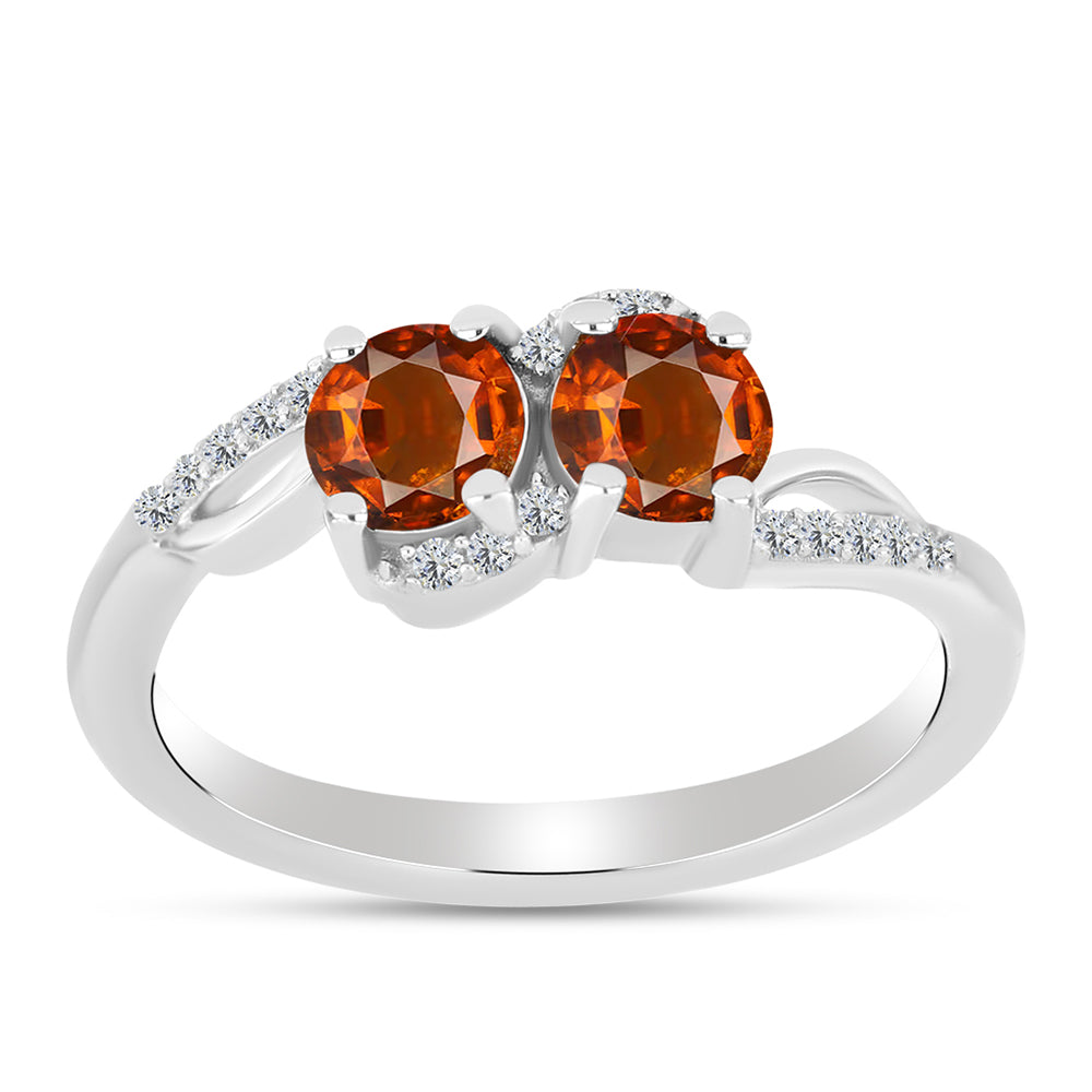 Inel din Argint 925 ( 2.54 grame ) cu Citrin Madeira și Topaz Alb 0.99 Carate 3 