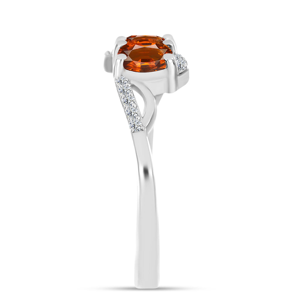 Inel din Argint 925 ( 2.54 grame ) cu Citrin Madeira și Topaz Alb 0.99 Carate