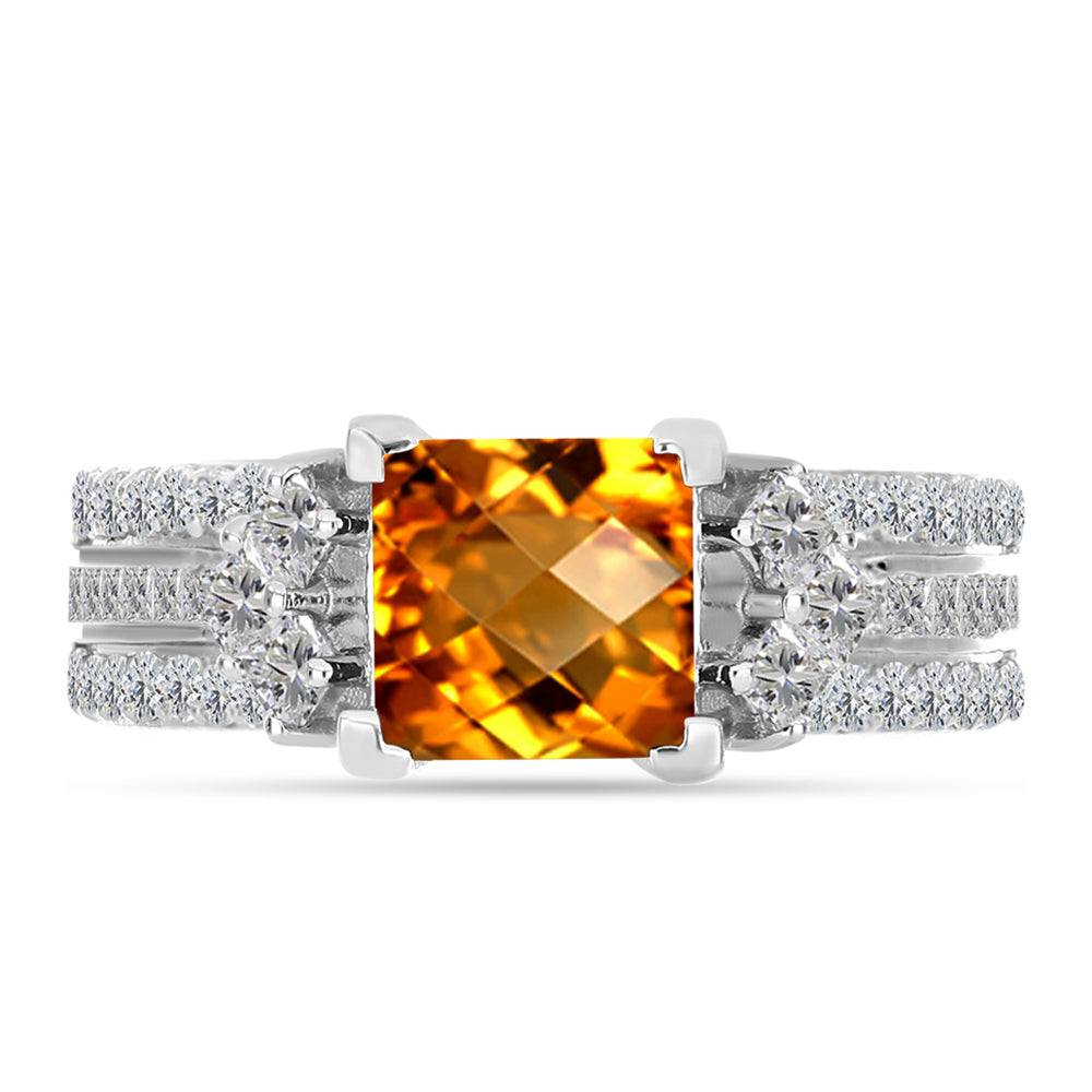 Inel din Argint 925 ( 5.89 grame ) cu Citrin Madeira și Topaz Alb 2.89 Carate