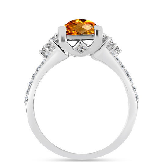 Inel din Argint 925 ( 5.89 grame ) cu Citrin Madeira și Topaz Alb 2.89 Carate